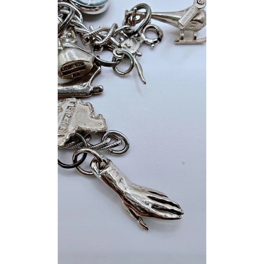 Vintage World Travelers Charm Bracelet Silver  55g London Vegas Munich & more - Picture 14 of 16
